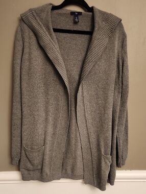 Gap Gray Open Front Hooded Cardigan